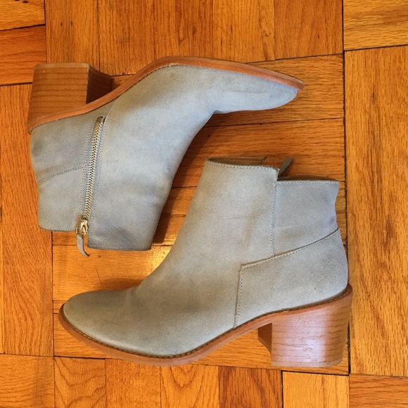 Zara Baby Blue Suede Ankle Boots