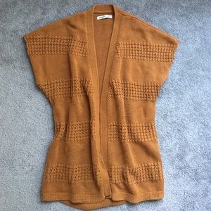 mustard cable knit sweater shrug/vest
