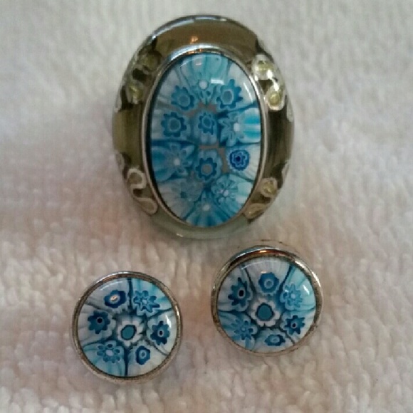 Genuine 925 silver ring and earrings