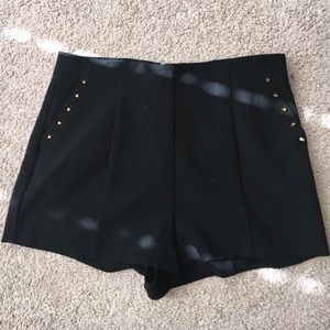 High waisted gold studded shorts