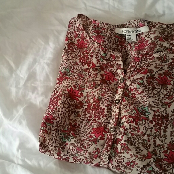 F21 Floral sheer blouse
