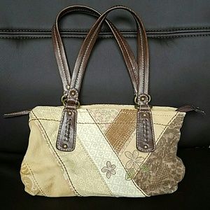 Fossil Patchwork Canvas Handbag