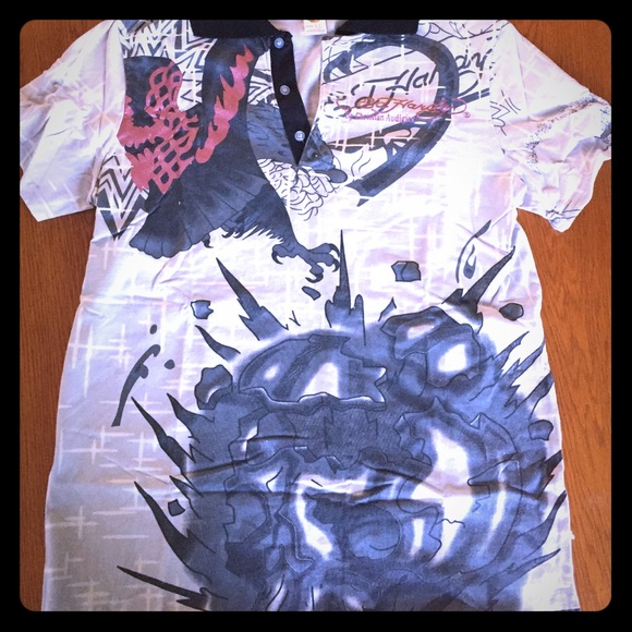 Ed hardy collard T shirt