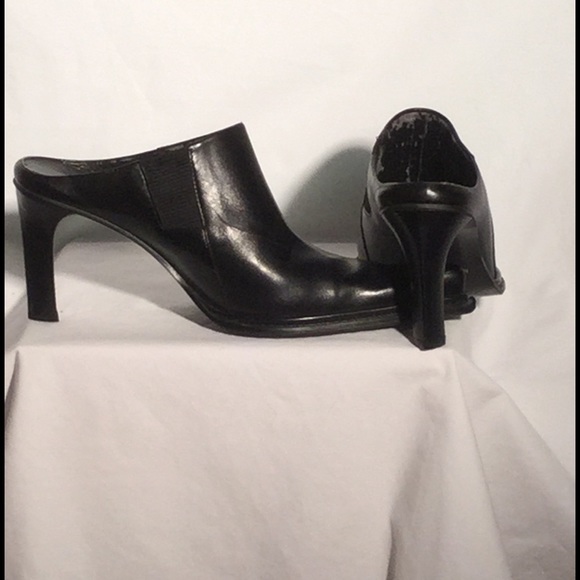 Nine West Shoes - Nine West black leather mules, 4" heel, boot-style