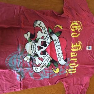 Mens classic red Ed hardy T shirt