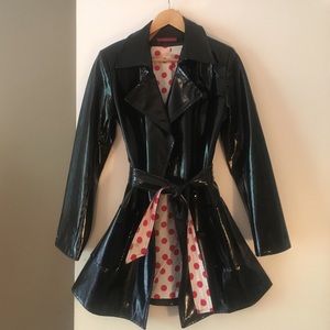 Shiny Black Waterproof Trench