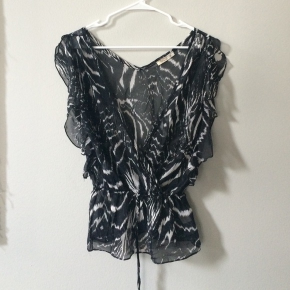 Sheer black and white blouse - Picture 1 of 2