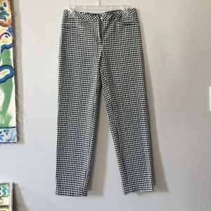 Black and white houndstooth ankle pants