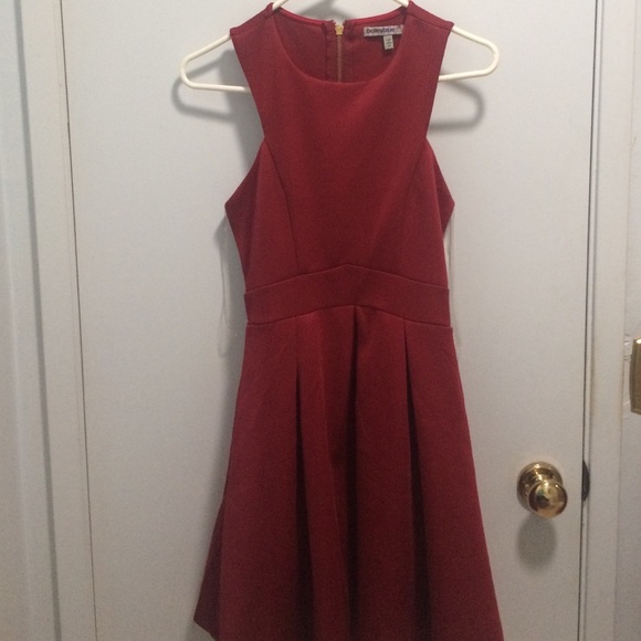 A halter red dress