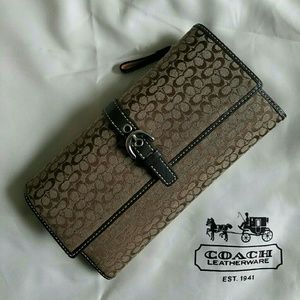Authentic Coach Signature Checkbook Wallet