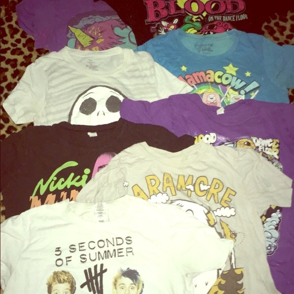 Bundle of hot topic shirts + a 5sos concert shirt