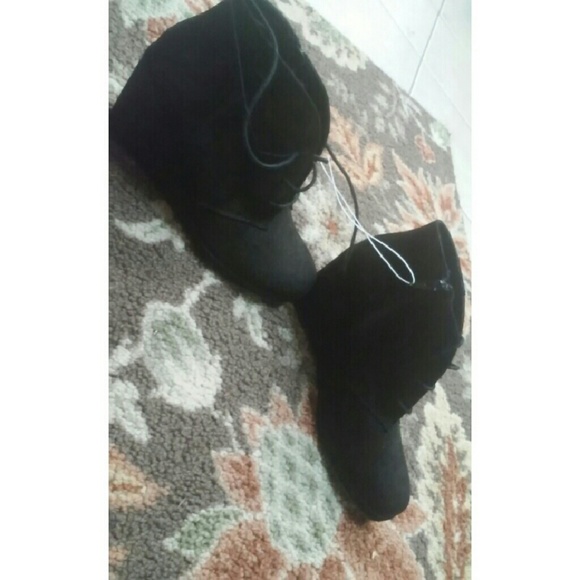 Black Wedge Booties