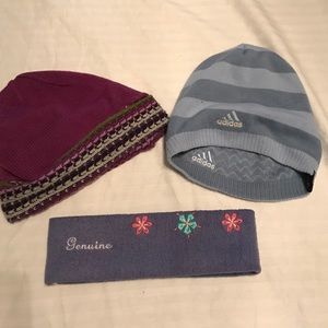 Bundle of 3 girls winter hats and headband