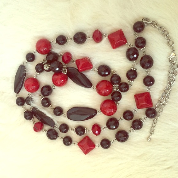 🔥Black and Ruby/Red 42" Adjustable Necklace