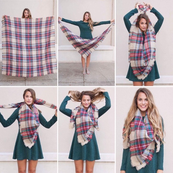 Last one! Black White Plaid Blanket Scarf! - Picture 5 of 5