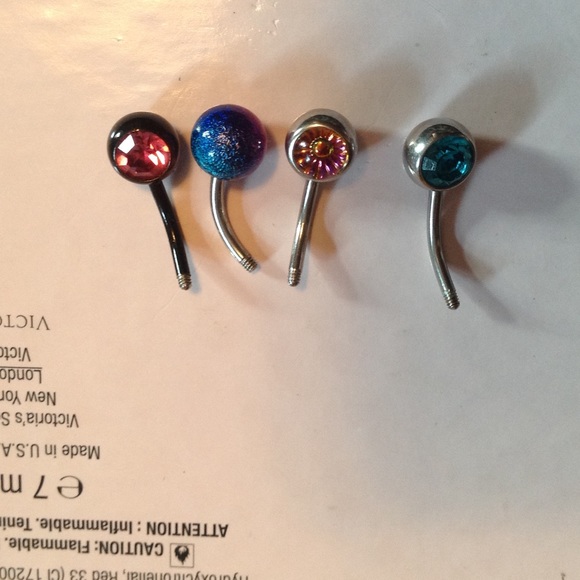 4 belly button rings w/o the tops - Picture 1 of 2