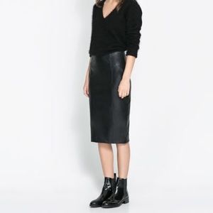 Zara Faux Leather Pencil Skirt