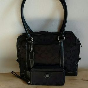Coach Signature Jacquard & Leather Purse/Wristlet