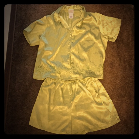 Silk pajama shorts set
