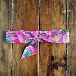 Hermes Twilly Pink 100% Silk Scarf Tie Headband