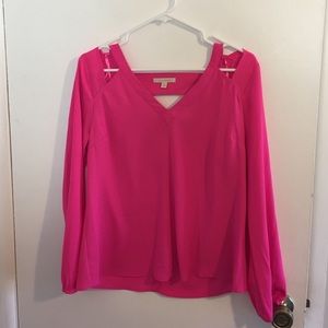 Skies Are Blue, open back, pink long sleeve