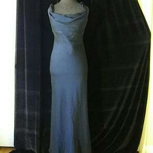 Navy blue bridesmaid prom dress