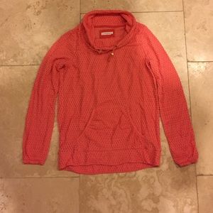 Coral Cowl Neck Athletic Pullover Coral Cowl Neck Athletic Pullover