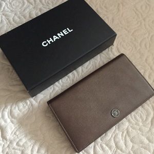 Authentic Chanel brown bifold wallet