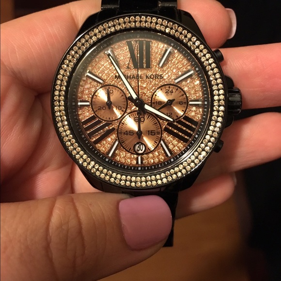 Black and Rose Gold Michael Kors Watch