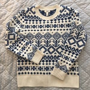 Lands' End Canvas Cream & Navy Sweater ☃️
