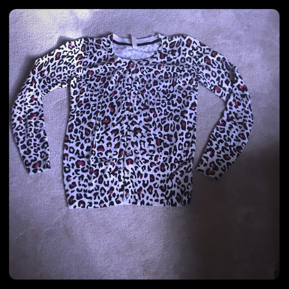 Girl's L Cherokee Leopard Cardigan