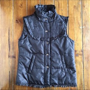 Brown Puffy Vest Ruffles