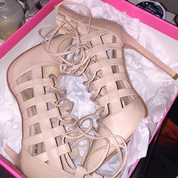 Nude Lace Up Heels