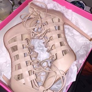 Nude Lace Up Heels
