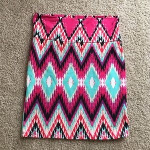 Bright Hot Pink/Teal Tribal Skirt M