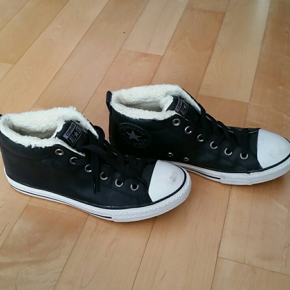 Faux leather and fur converse