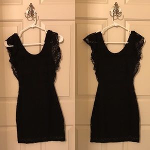 Ruffle black mini dress