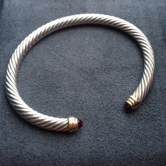 David Yuman Cable Bracelet w/ Faceted Garnet