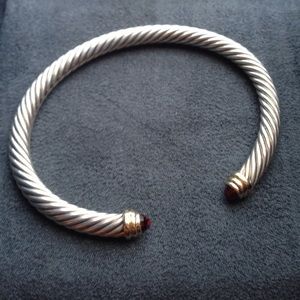 David Yuman Cable Bracelet w/ Faceted Garnet