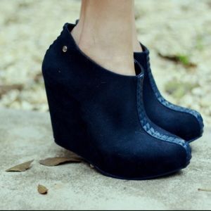 Melissa Devotion Wedge Bootie, Black Flocked