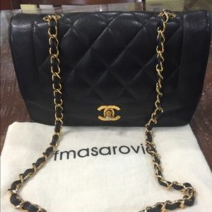 Authentic Vintage Chanel Diana caviar flap bag
