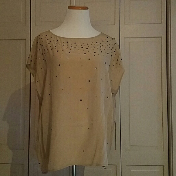 Talbots Silk Crystal Embellished  Top