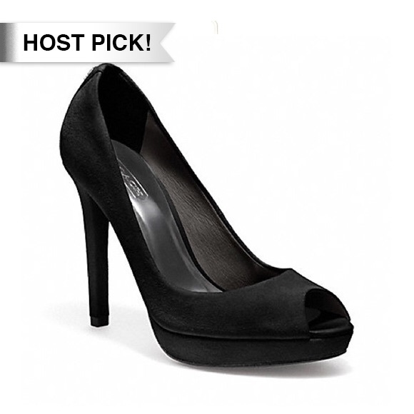 Coach Shoes - 🎉HP!🎉 Coach black suede Selma peep toe platform