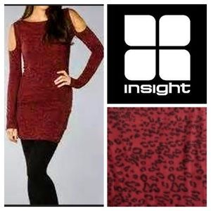 Insight Maroon Cheetah Long Sleeve Dress