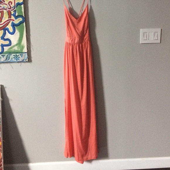 Coral strap maxi dress