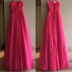 Strapless Pink Princess Prom Dress