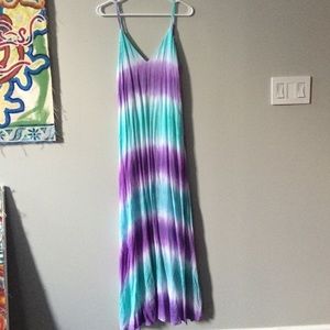 Purple and teal maxi dress