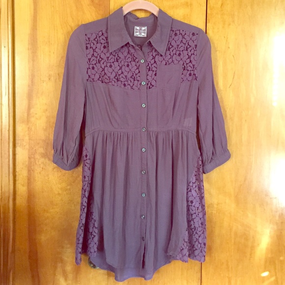Clearance 💥 Free People Lace Inset Shirtdress