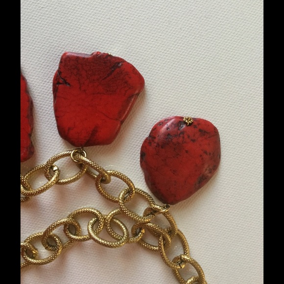Anthropologie red stone necklace