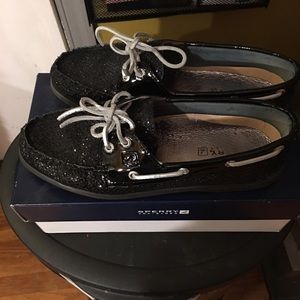 Sperry Top Sider black glitter